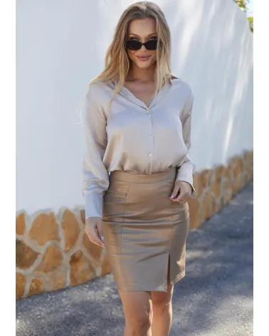 Gold leather pencil skirt