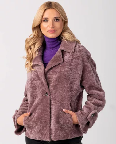 Sale | Short pink sheepskin coat