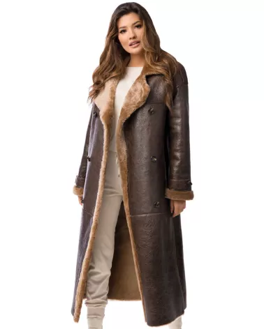 Sale | Long brown sheepskin coat