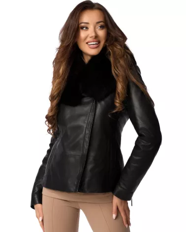 copy of Sale | Black Leather Jacket with Collar