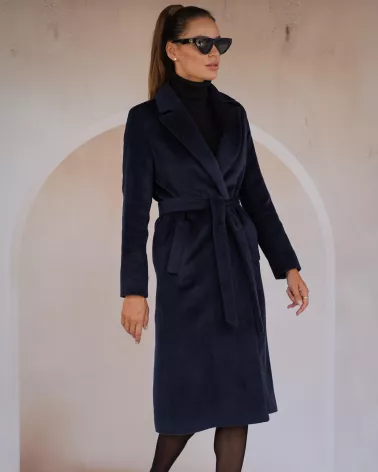 Navy Wool Cashmere Coat