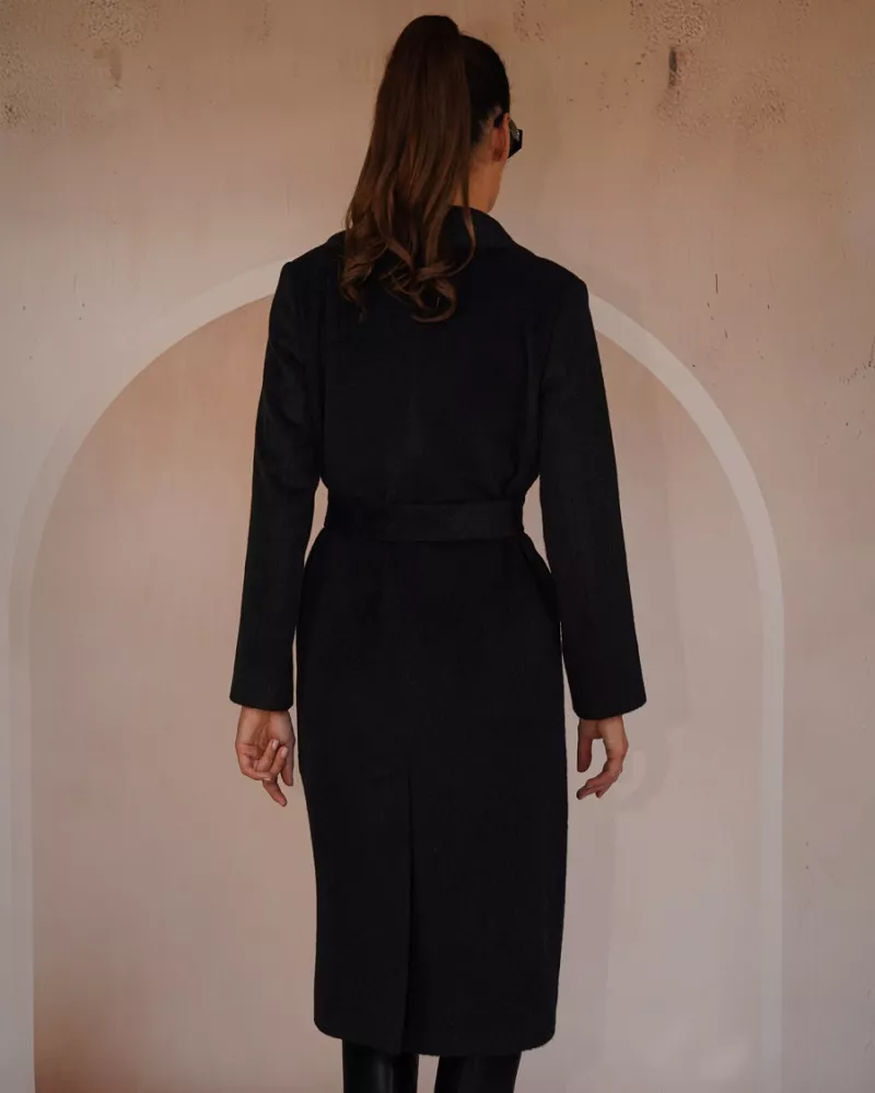 Black alpaca coat - FAN LEATHER Odzież skórzana