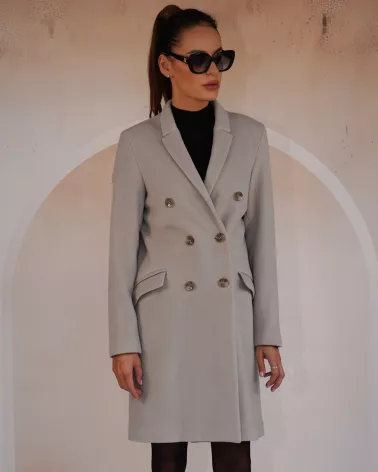 Stone wool coat with cashmere