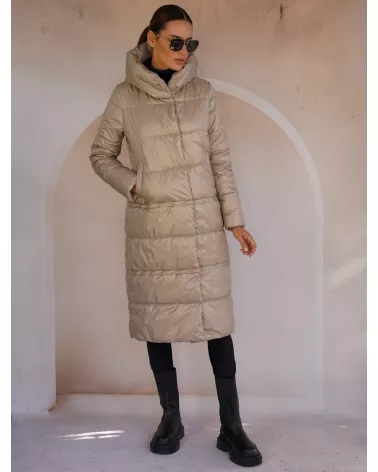 3-in-1-Daunenjacke mit Kapuze in Kamelfarbe