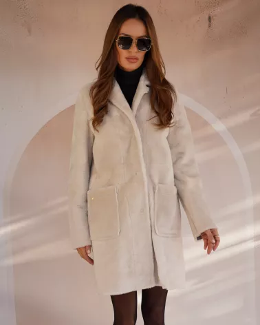 Beige double-sided sheepskin coat