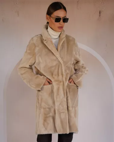 Sand double-sided sheepskin coat