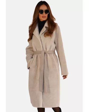 copy of Beige reversible sheepskin coat with a separate belt