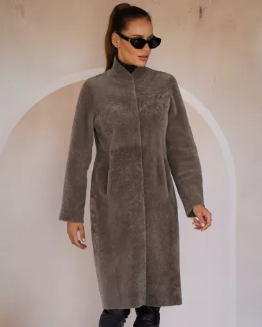 Sale | Double-sided gray-brown sheepskin coat