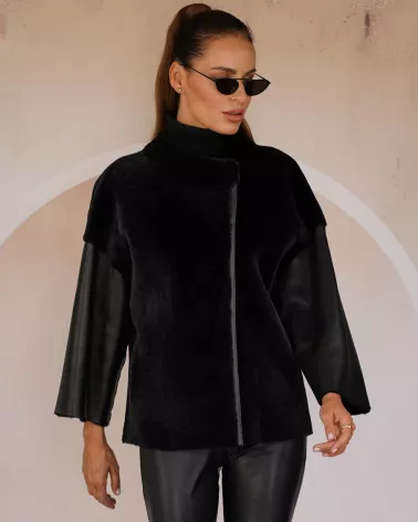 Sale | Double-sided black sheepskin coat