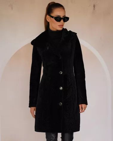 Sale | Black fur coat with hood