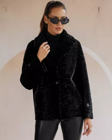 Black double-sided sheepskin coat