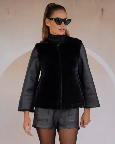 Sale | Double-sided black sheepskin coat