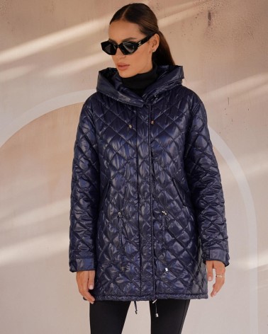 Sale | Navy Quilted Hooded Jacket