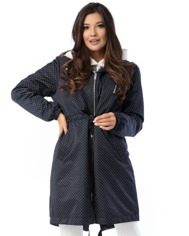 Sale | Navy Blue and White Polka Dot Hooded Jacket