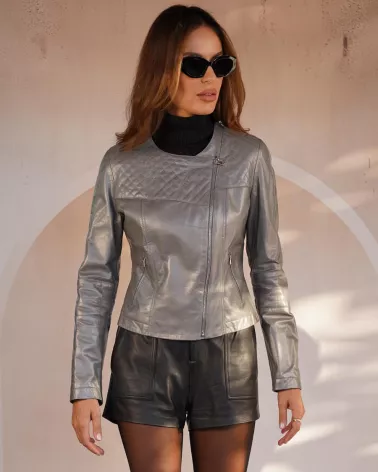 Sale| Dark gray leather jacket
