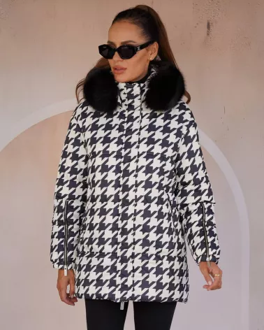 Verkauf | Schwarz und Weiß Daunenjacke mit Kapuze