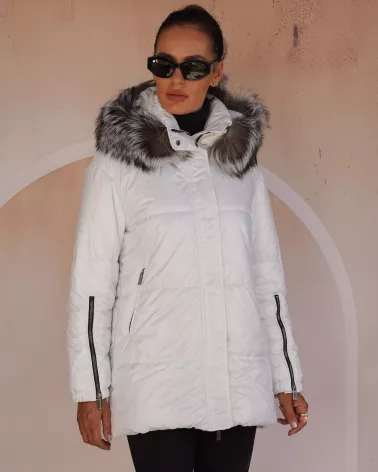 Verkauf | Weiß Daunenjacke mit Kapuze