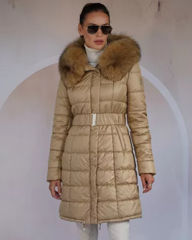 Camel Hooded Down Jacket
