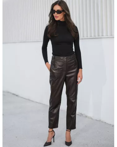Brown leather pants