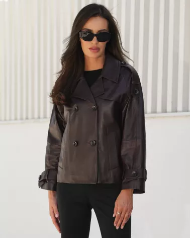 Aubergine leather jacket