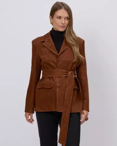 Suede jacket with a separate whiskey belt