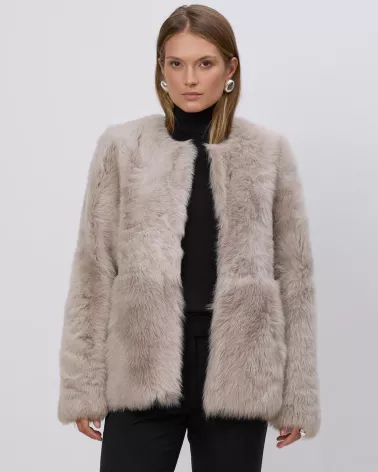 Double-sided ecru Toscana sheepskin coat