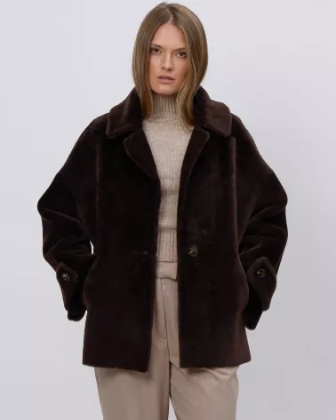 Brown double-sided short sheepskin coat