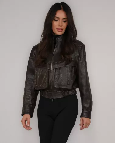 Brown leather jacket