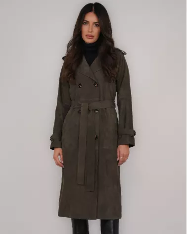 Dark olive suede coat