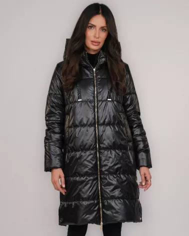 Black down jacket with a hood