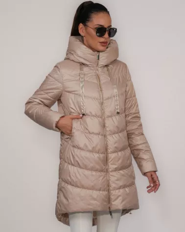 Camel down jacket with hood