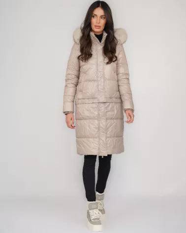 Light beige 2-in-1 down jacket