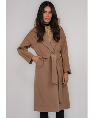 copy of Camel wool and cashmere coat with detachable lining