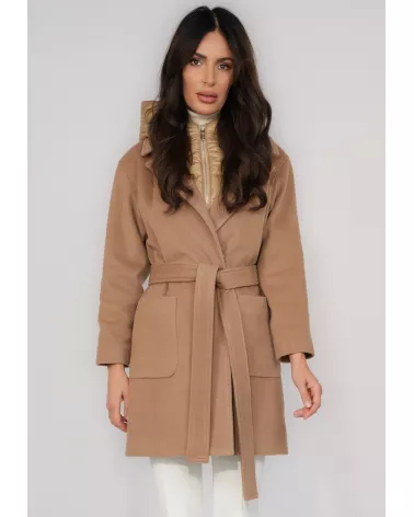 copy of Camel wool and cashmere coat with detachable lining