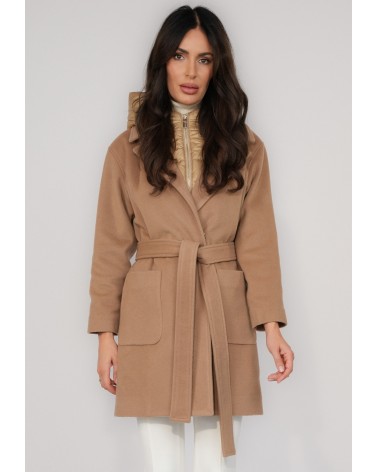 copy of Camel wool and cashmere coat with detachable lining