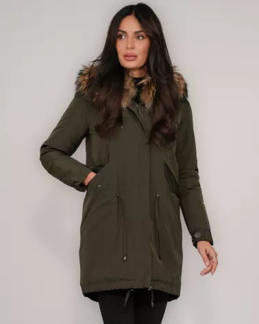 Khaki hooded parka jacket