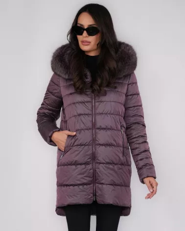 Purple down jacket with hood