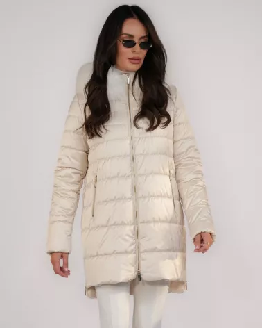 Vanilla down jacket with hood