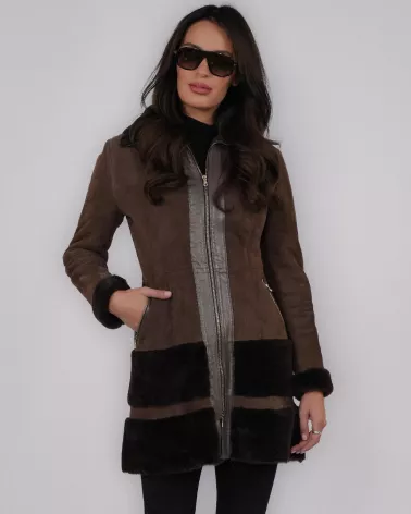 Brown suede sheepskin coat