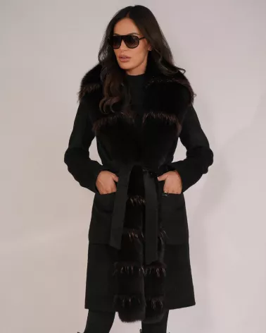 Czarny płaszcz z alpaki