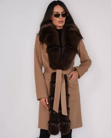 Camel wool coat with cashmere