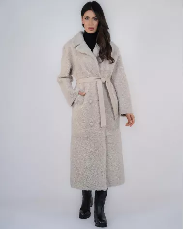 Beige reversible sheepskin coat