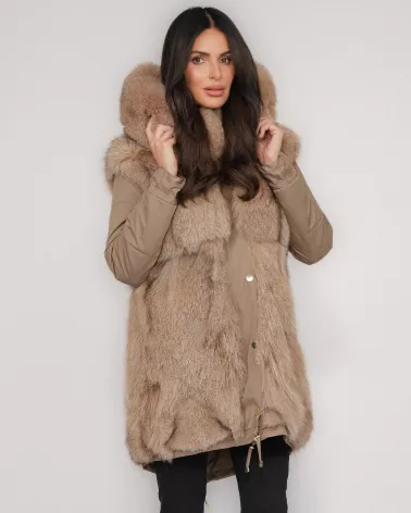 Camel reversible parka jacket