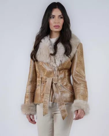 Sale | Beige short toscana sheepskin coat