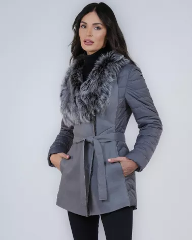 Sale | Gray sheepskin coat with separate belt
