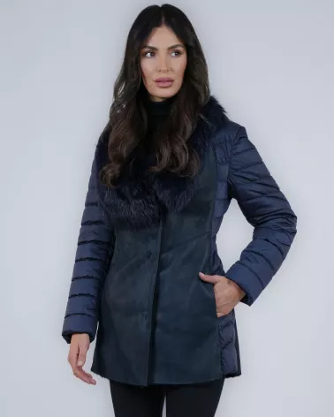 Sale | Navy sheepskin coat with separate belt