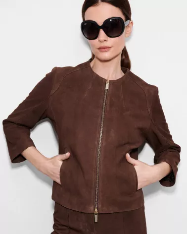 Brown Chanel suede jacket