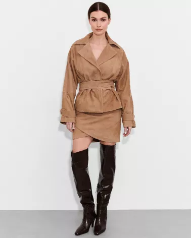 Tobacco suede mini skirt