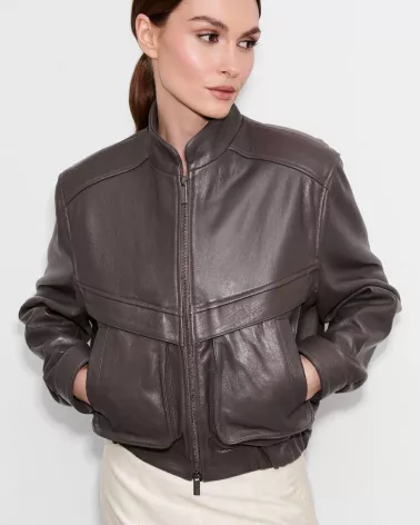 Taupe leather jacket