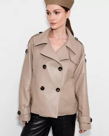 Beige leather jacket